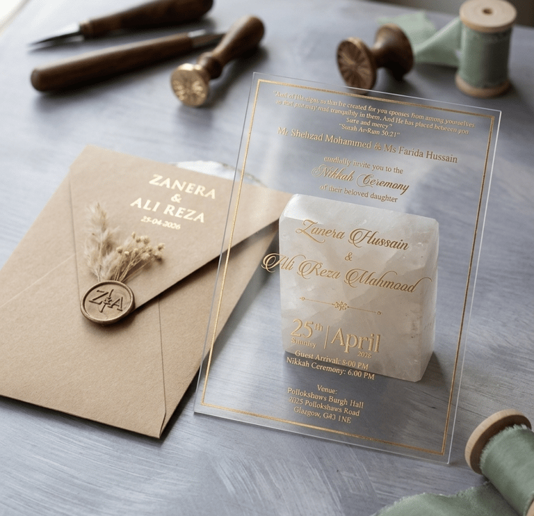 Rustic Kraft Wedding Invitation with Transparent Insert – photo 1